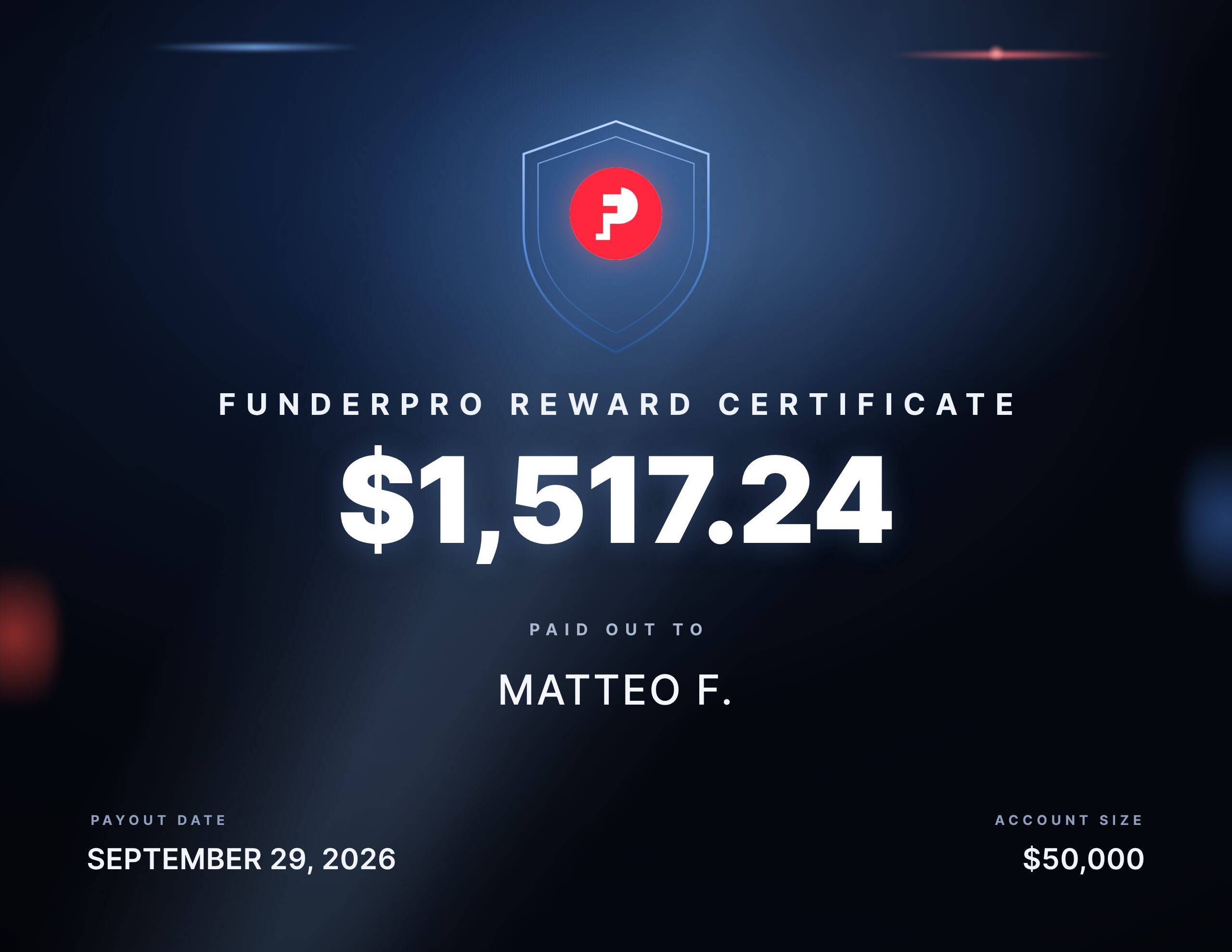 $1,517.24 reward paid out to matteo f.