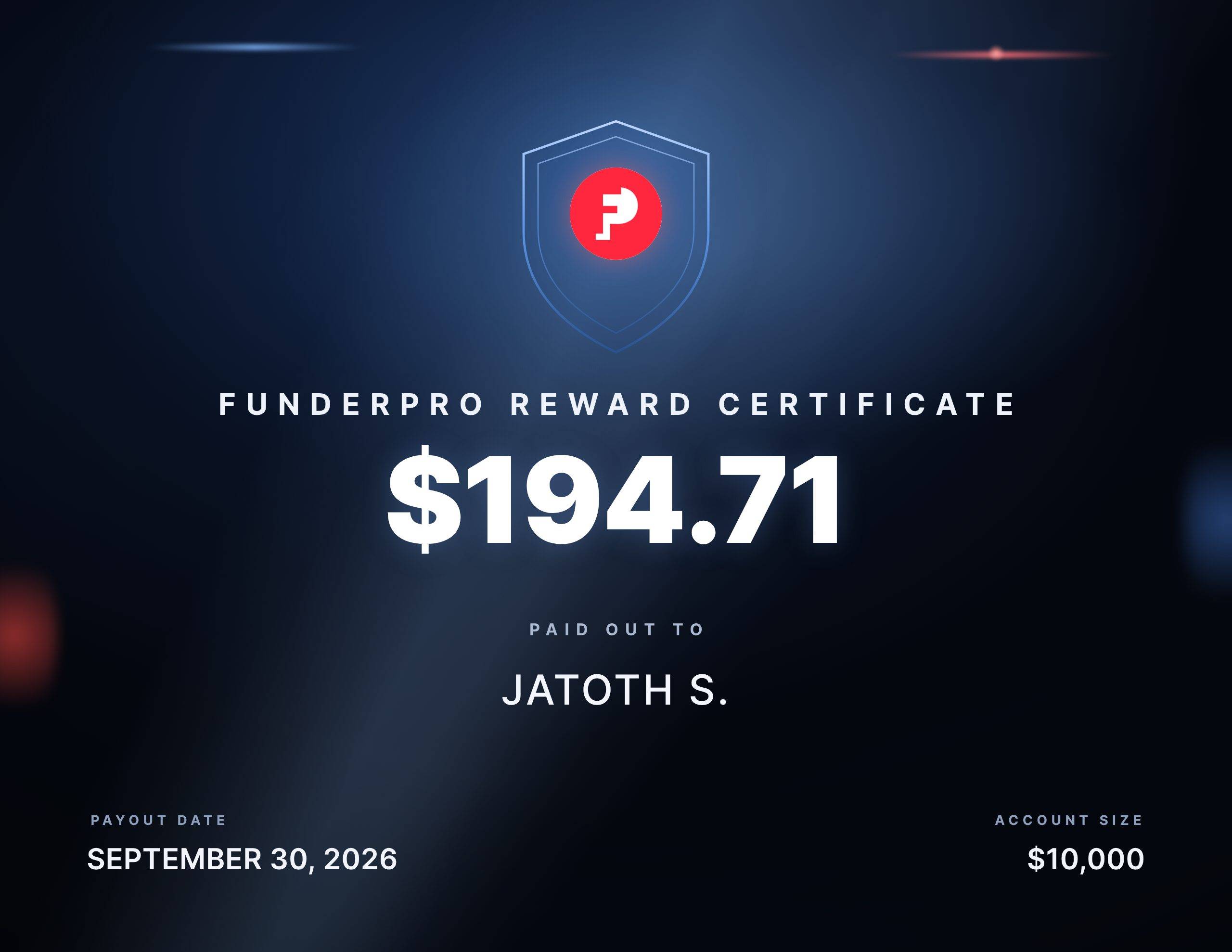 $194.71 reward paid out to Jatoth S.