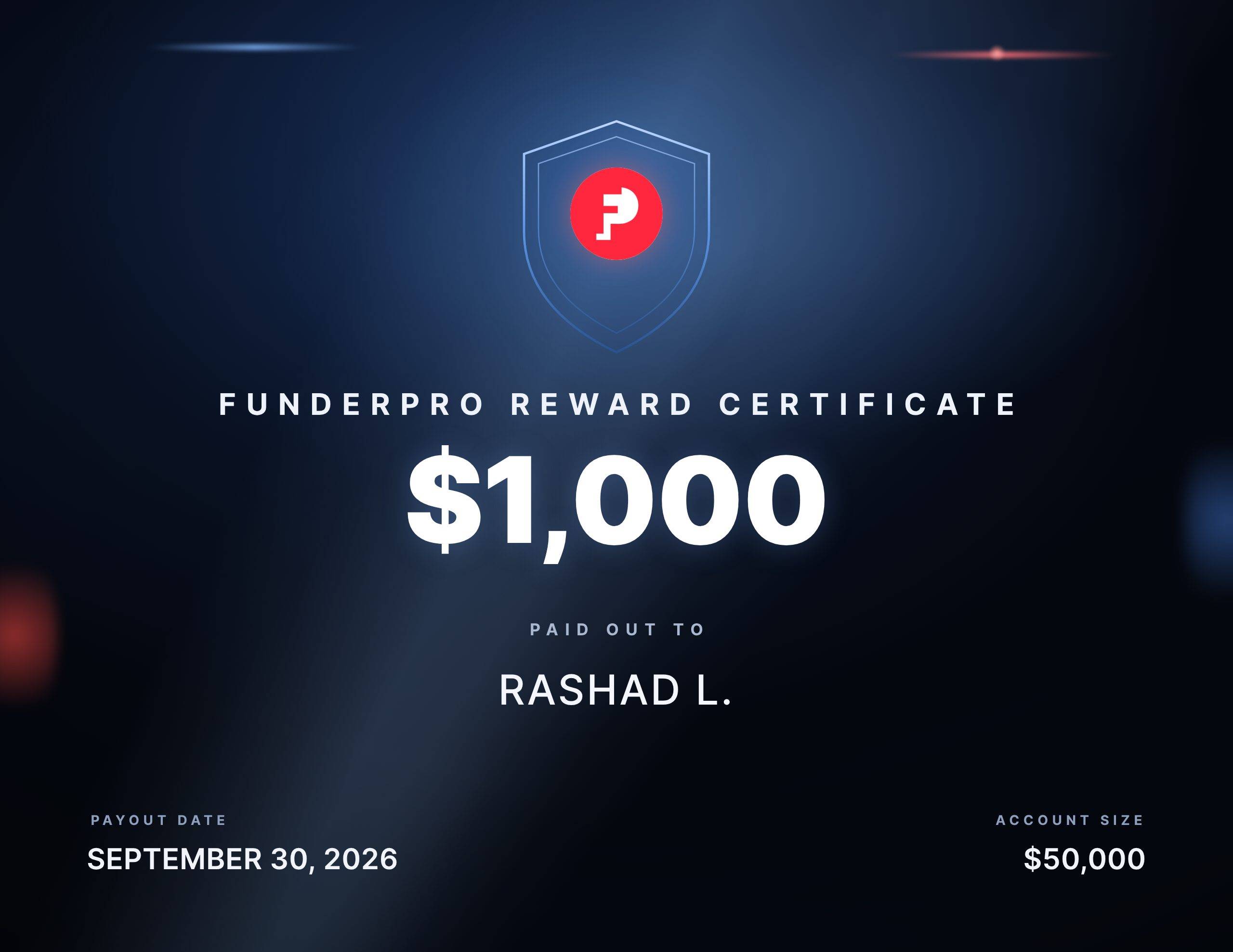 $1,000 reward paid out to Rashad L.