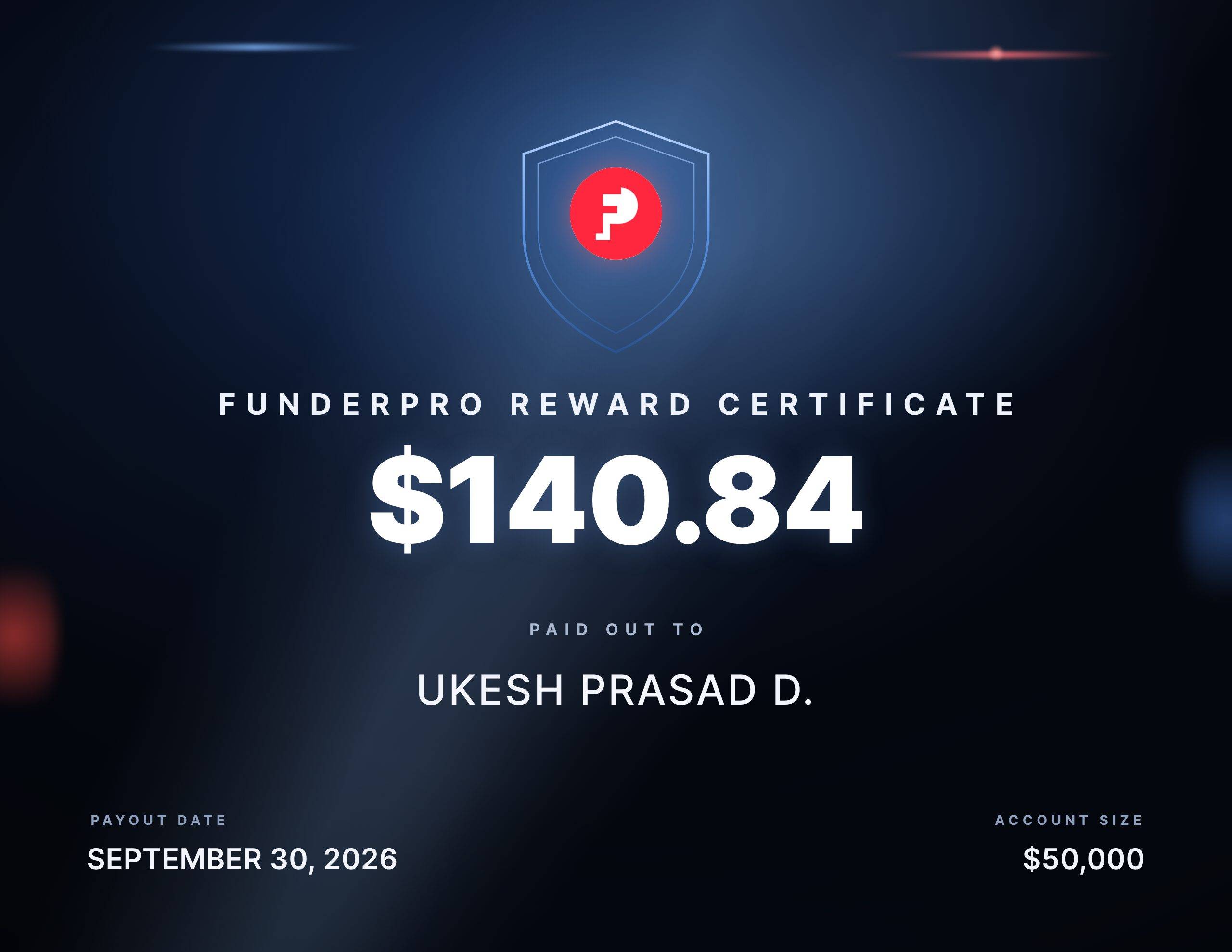 $140.84 reward paid out to Ukesh Prasad D.