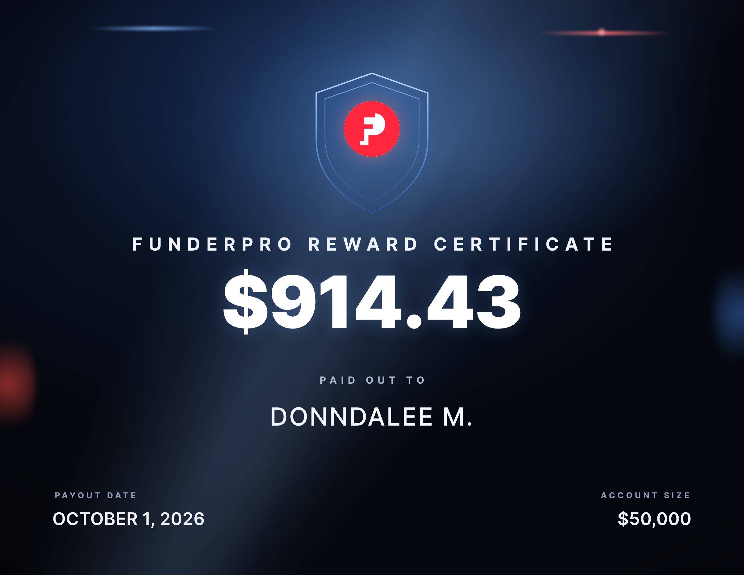 $914.43 reward paid out to Donndalee M.