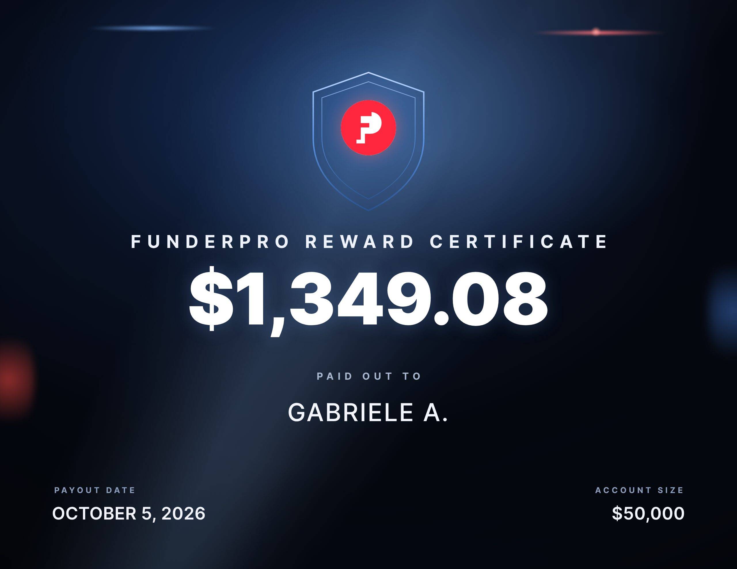 $1,349.08 reward paid out to Gabriele A.