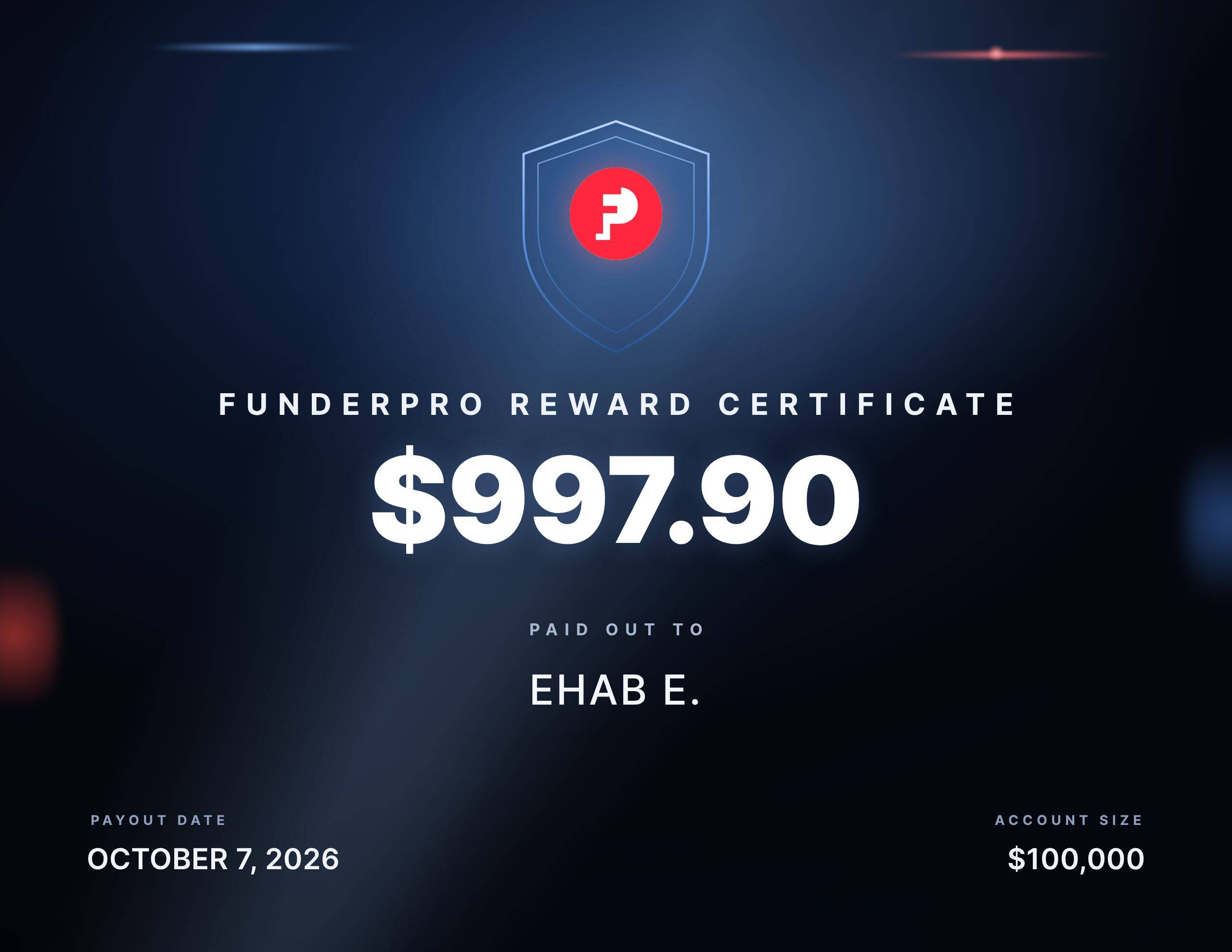 $997.90 reward paid out to ehab e.