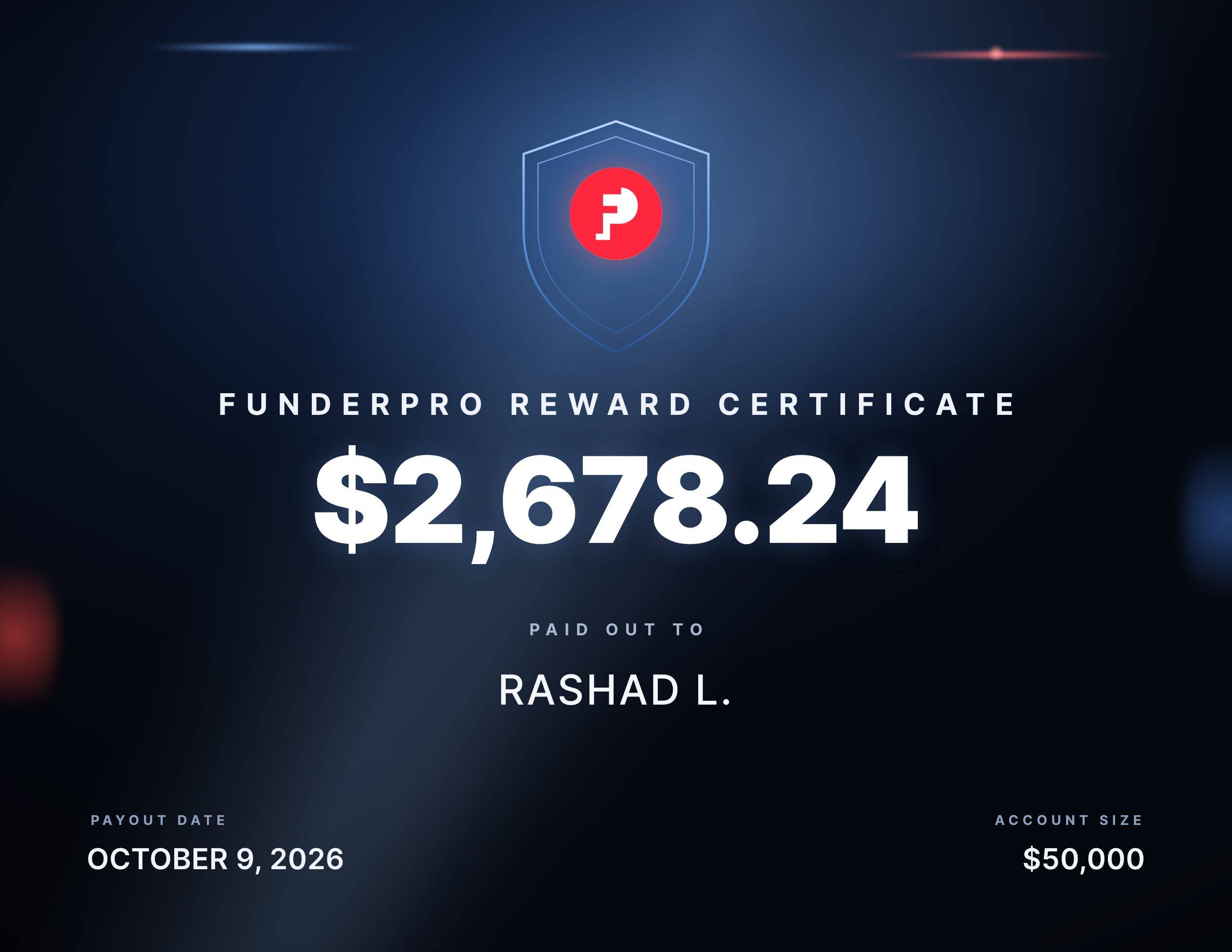 $2,678.24 reward paid out to Rashad L.