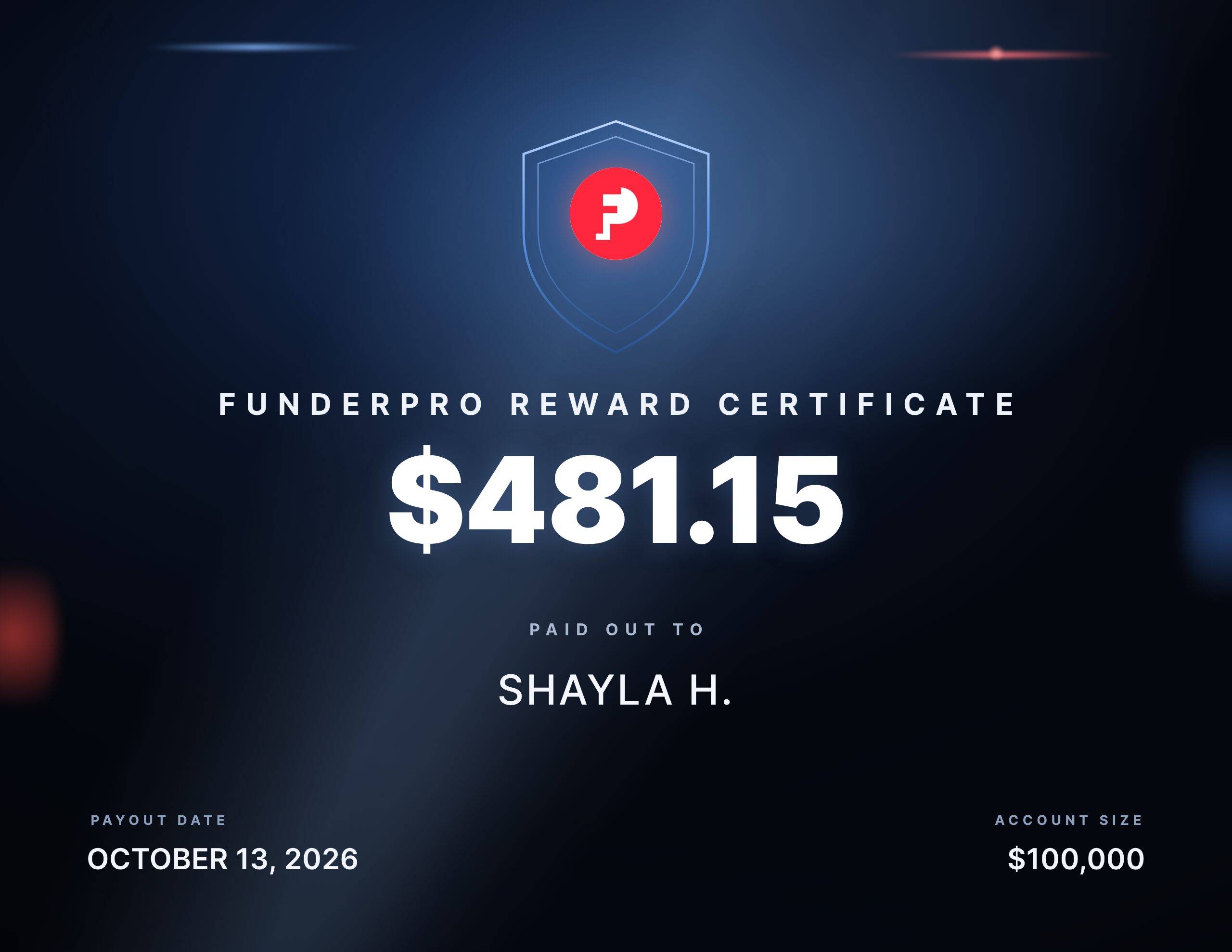 $481.15 reward paid out to Shayla H.