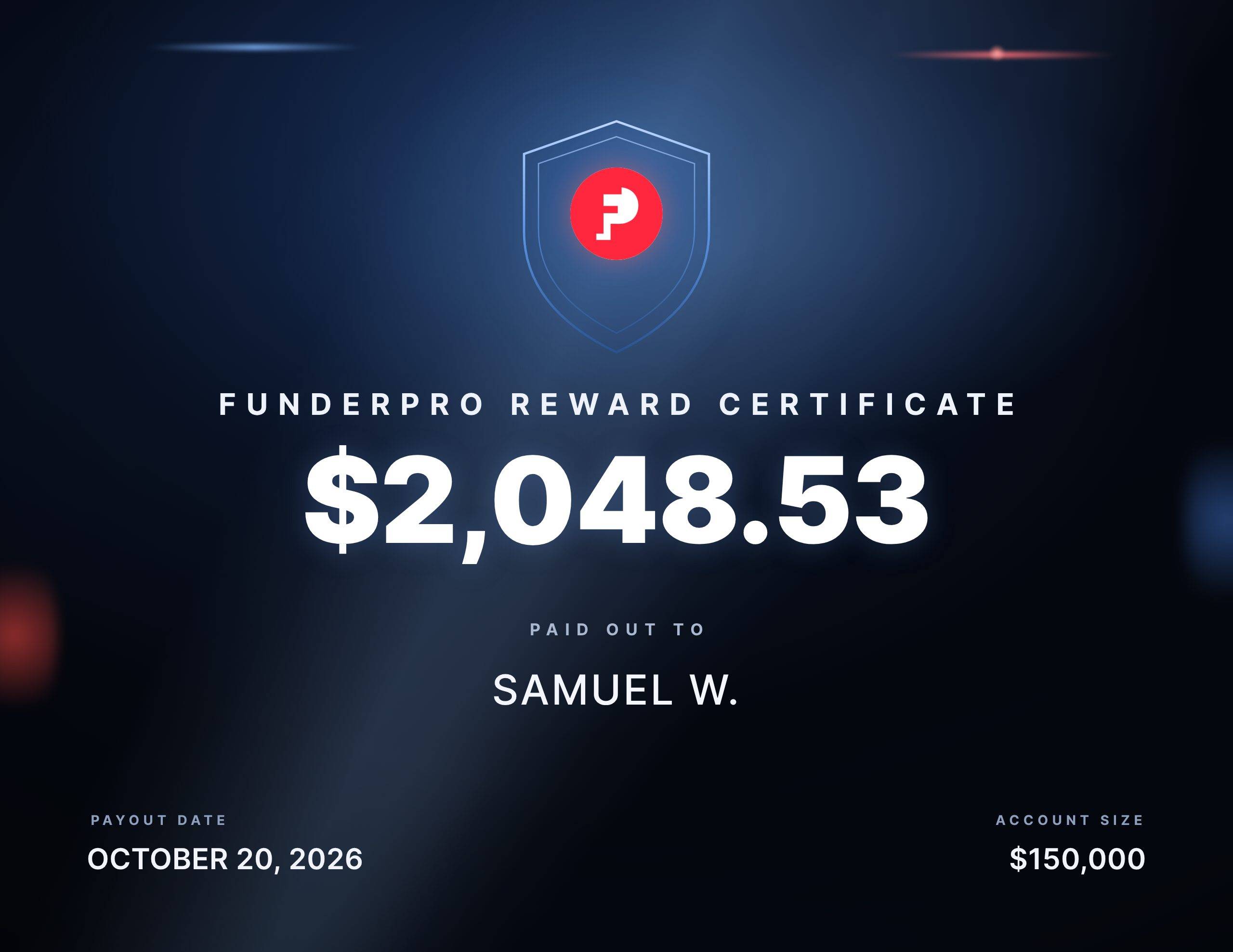 $2,048.53 reward paid out to Samuel W.
