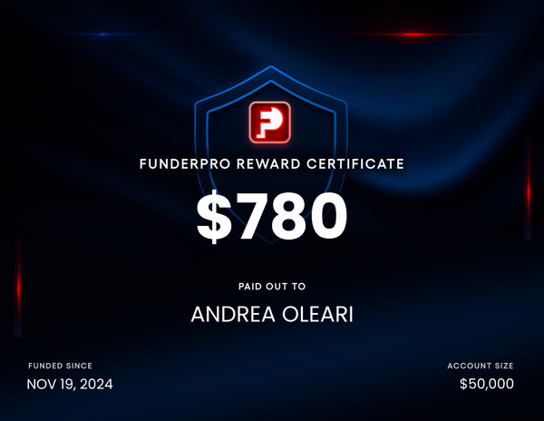 FunderPro reward certificate