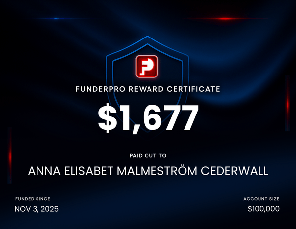 FunderPro reward certificate