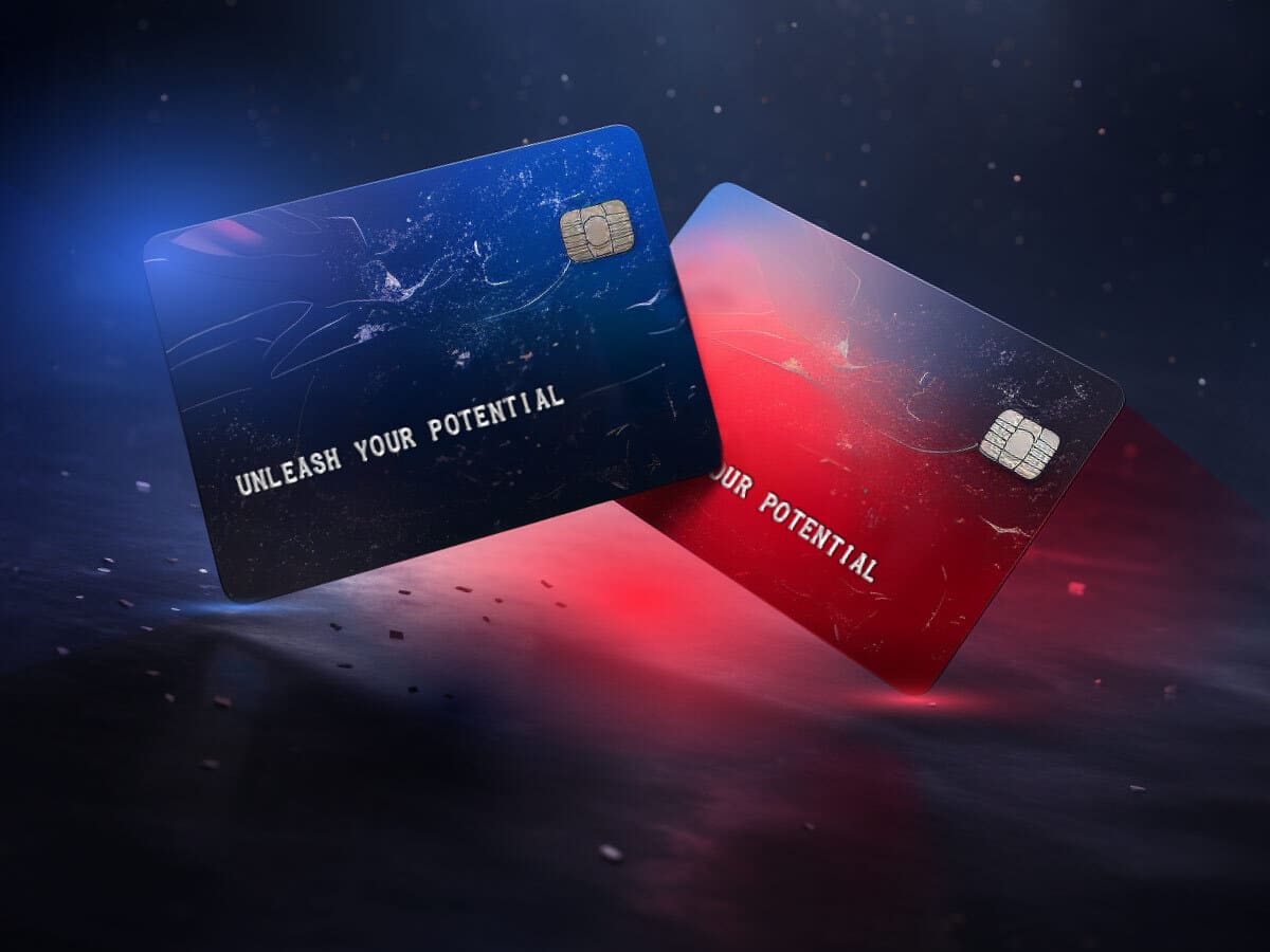Two credit cards with the writing unleash your potential