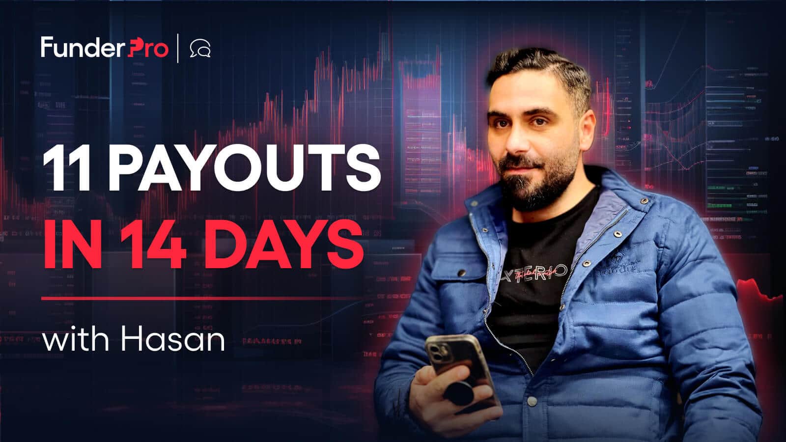 A picture of Hasan, who got 11 payouts in 14 days with FunderPro.