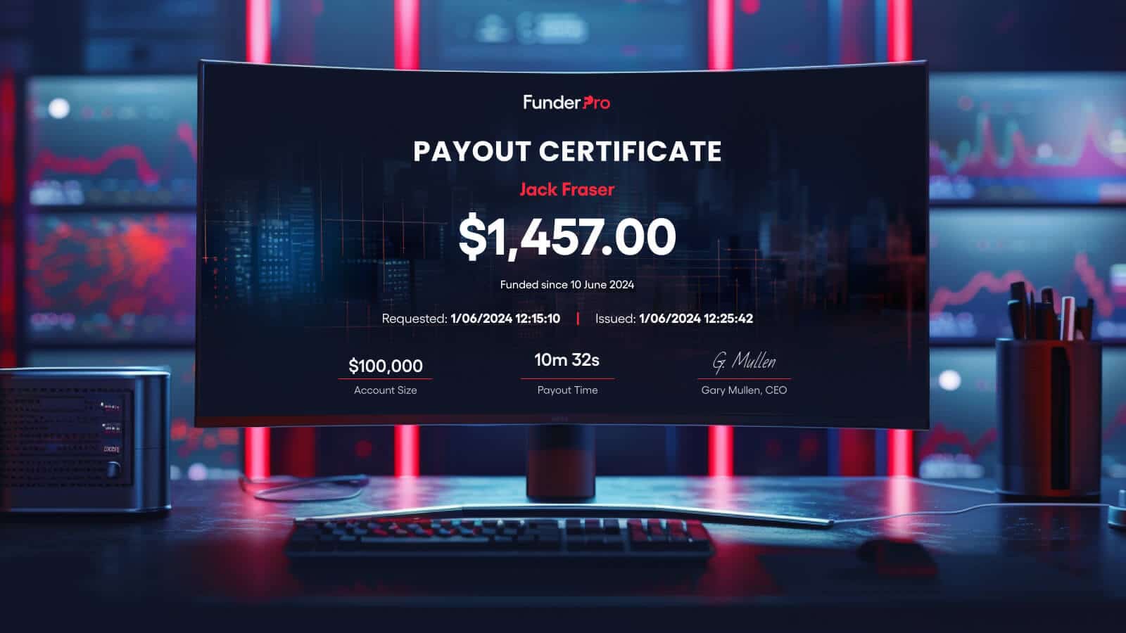 FunderPro payout certificate